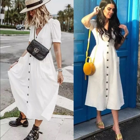 ❤️ZARA MIDI LINEN DRESS WITH BUTTONS - Picture 3 of 14